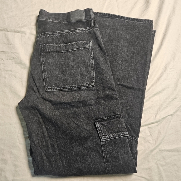 American Eagle Outfitters Denim - American Eagle Baggy Cargo Wide Leg Jeans Women's Size 6 Super‎ High Rise Black